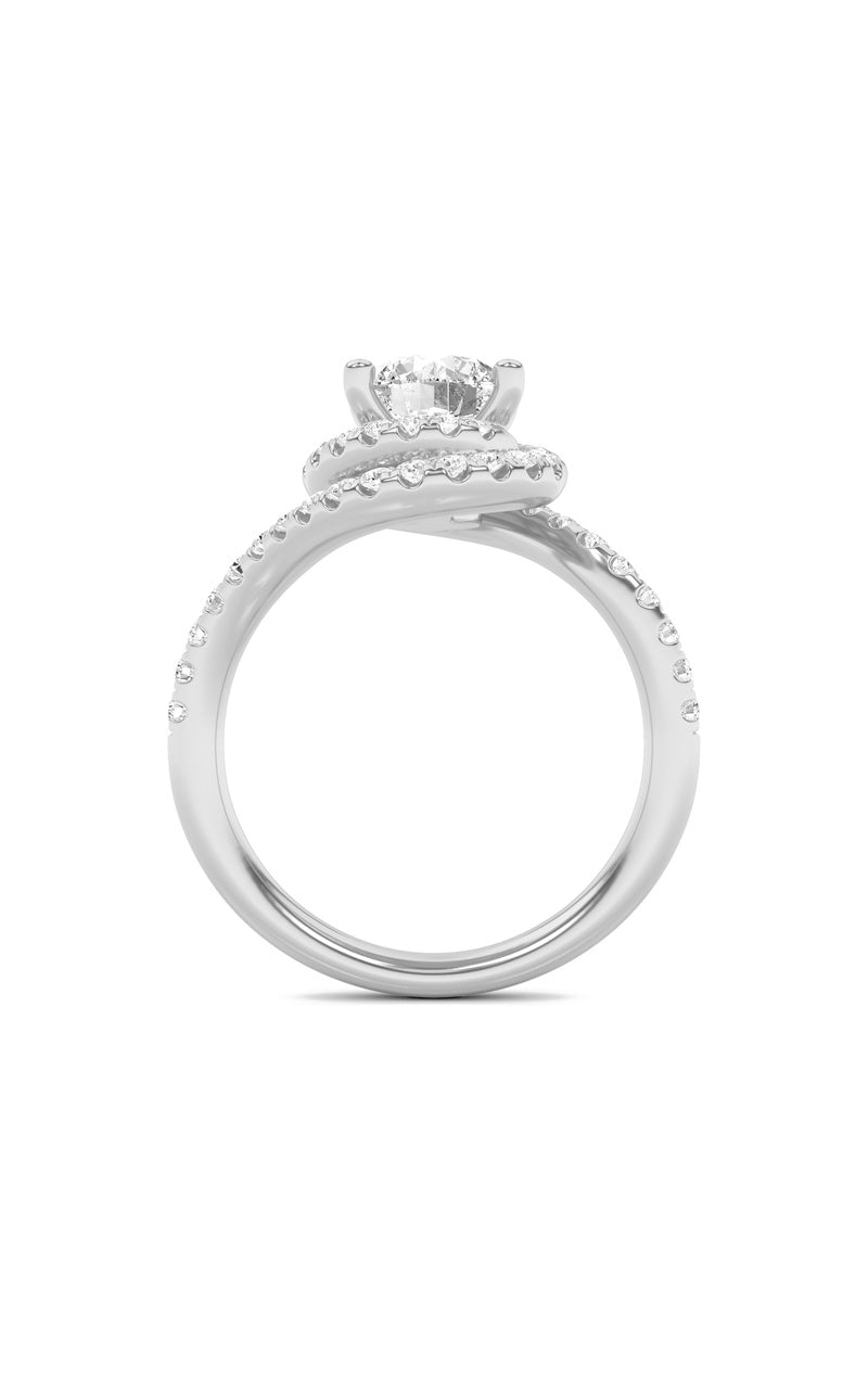 2Cttw Round Shaped Lab Grown Diamond (F/VS) SwirlAccented Engagement Ring in 14K Gold