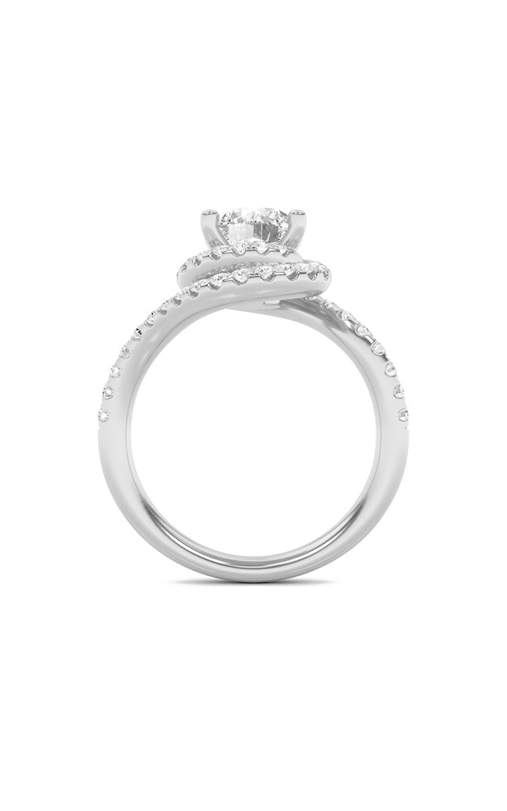 2Cttw Round Shaped Lab Grown Diamond (F/VS) SwirlAccented Engagement Ring in 14K Gold