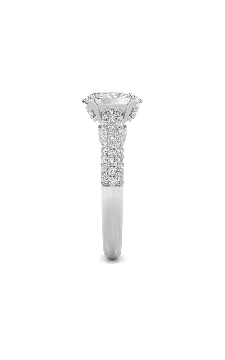 1.5Cttw Oval Shaped Lab Grown Diamond (F/VS) Hidden Halo Accented Engagement Ring in 14K Gold
