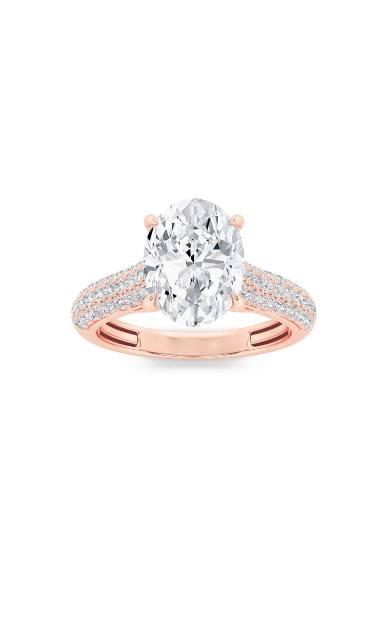 2.5Cttw Oval Shaped Lab Grown Diamond (F/VS) Hidden Halo Accented Engagement Ring in 14K Gold