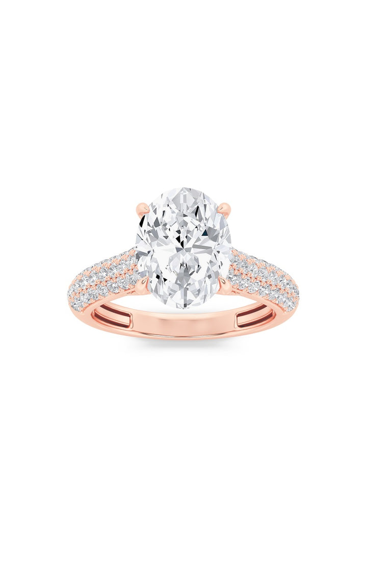 2.5Cttw Oval Shaped Lab Grown Diamond (F/VS) Hidden Halo Accented Engagement Ring in 14K Gold