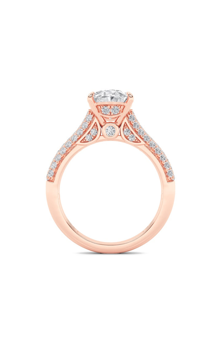 2.5Cttw Oval Shaped Lab Grown Diamond (F/VS) Hidden Halo Accented Engagement Ring in 14K Gold