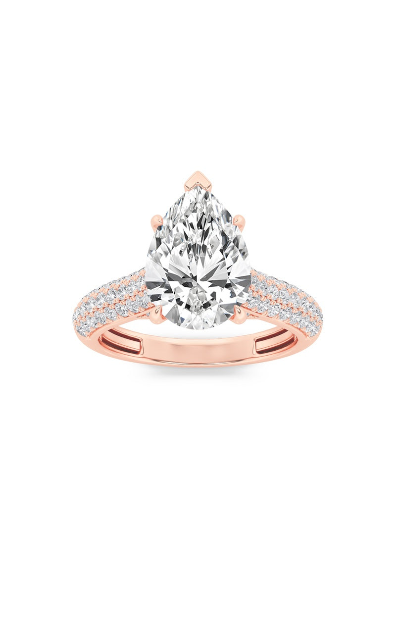 1.5Cttw Pear Shaped Lab Grown Diamond (F/VS) Hidden Halo Accented Engagement Ring in 14K Gold