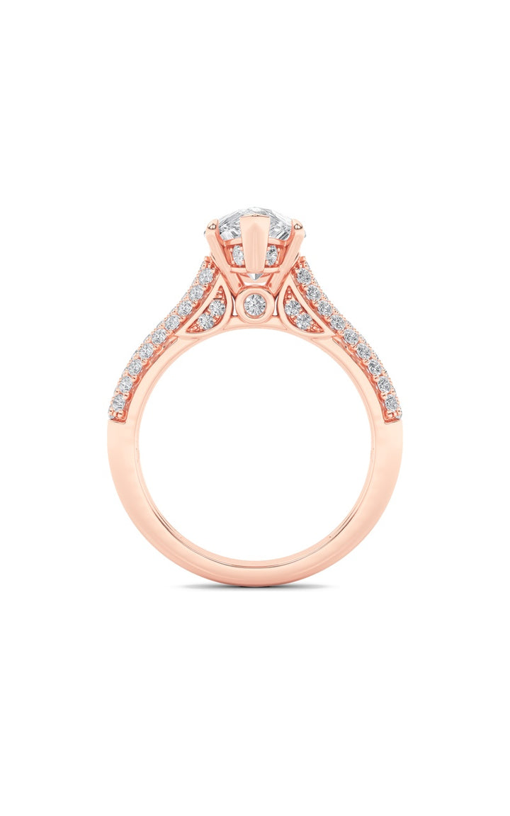 1.5Cttw Pear Shaped Lab Grown Diamond (F/VS) Hidden Halo Accented Engagement Ring in 14K Gold