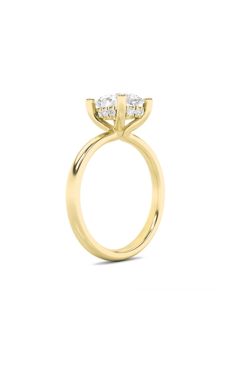 2Cttw Oval Shaped Lab Grown Diamond (F/VS) Hidden Halo Petite Shank Ring in 14K Gold