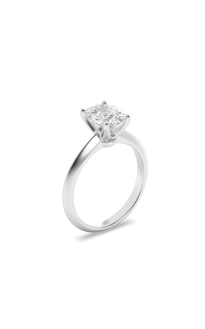 2.5CTW Elongated Cushion Shaped Lab Grown Diamond (F/VS) Knife Edge Shank Solitaire Engagement Ring in 14K Gold