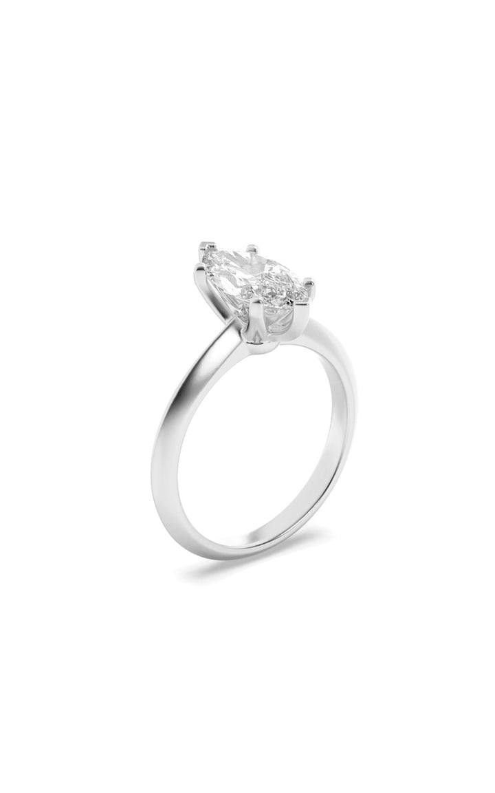 2Cttw Marquise Shaped Lab Grown Diamond (G/VS) Knife Edge Shank Solitaire Engagement Ring in 14K Gold