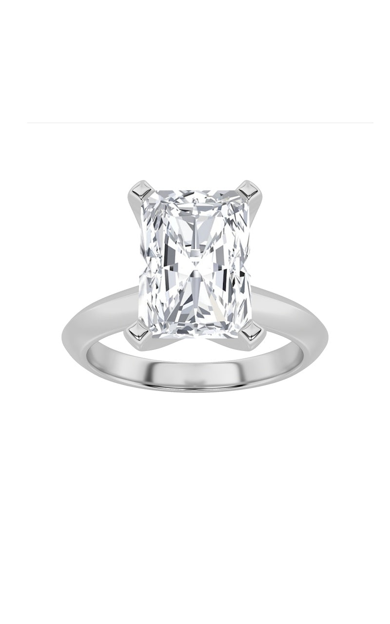 1Cttw Radiant Shaped Lab Grown Diamond (G/VS) Knife Edge Shank Solitaire Engagement Ring in 14K Gold