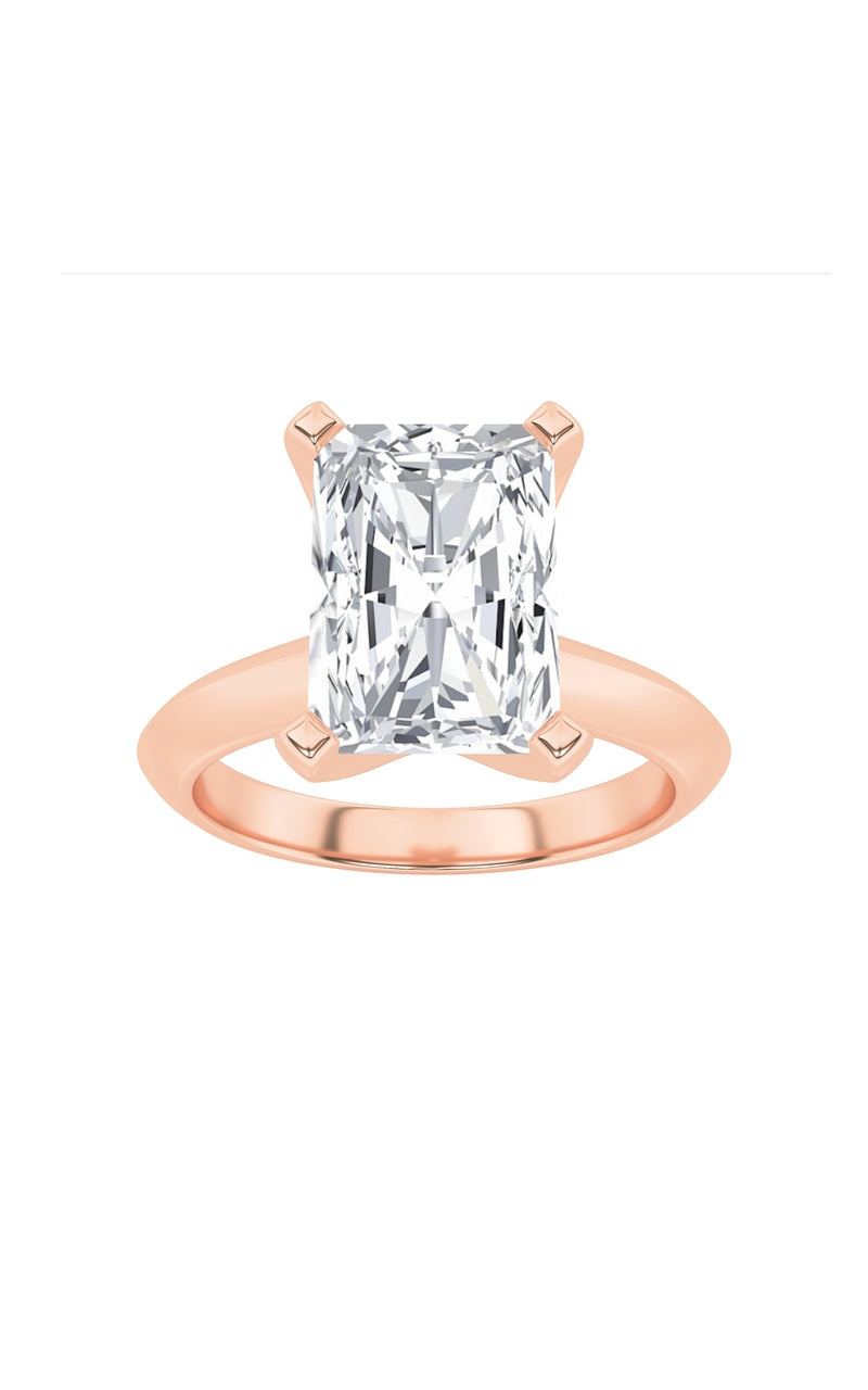 2CTW Radiant Shaped Lab Grown Diamond (F/VS) Knife Edge Shank Solitaire Engagement Ring in 14K Gold