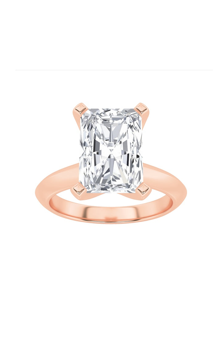 2CTW Radiant Shaped Lab Grown Diamond (F/VS) Knife Edge Shank Solitaire Engagement Ring in 14K Gold