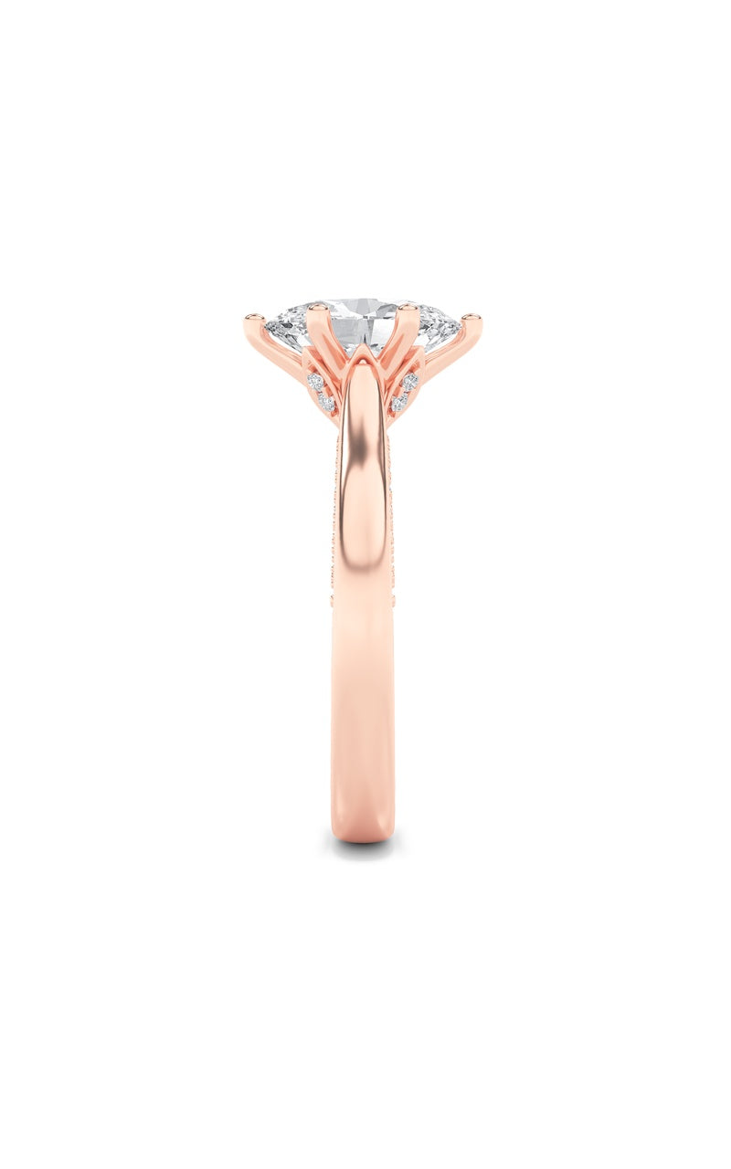 1.25Cttw Oval Shaped Lab Grown Diamond (F/VS) Tulip Motif Accented Engagement Ring in 14K Gold