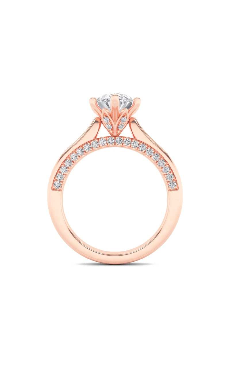 2Cttw Oval Shaped Lab Grown Diamond (F/VS) Tulip Motif Accented Engagement Ring in 14K Gold