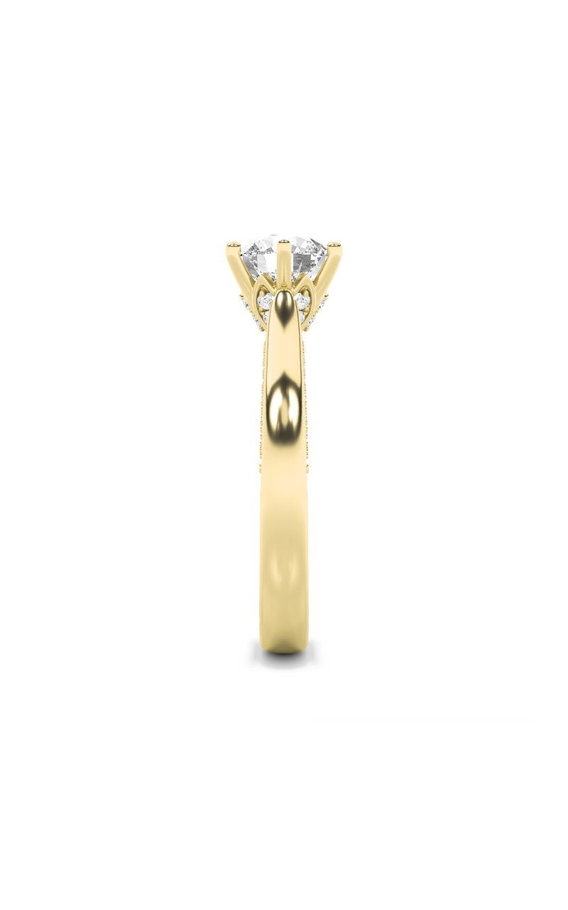 2Cttw Round Shaped Lab Grown Diamond (F/VS) TulipMotif Accented Engagement Ring in 14K Gold