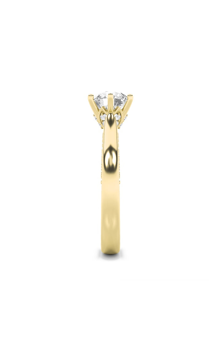 2Cttw Round Shaped Lab Grown Diamond (F/VS) TulipMotif Accented Engagement Ring in 14K Gold