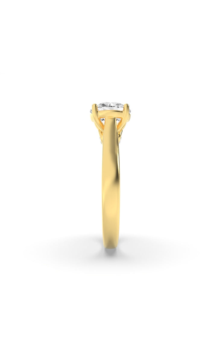 2Cttw Round Shaped Lab Grown Diamond (F/VS) Accented Bridge Shank Engagement Ring in 14K Gold
