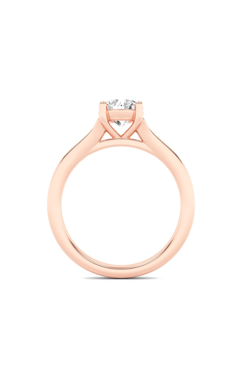 1Cttw Round Shaped Lab Grown Diamond (F/VS) SplitShank Solitaire Engagement Ring in 14K Gold