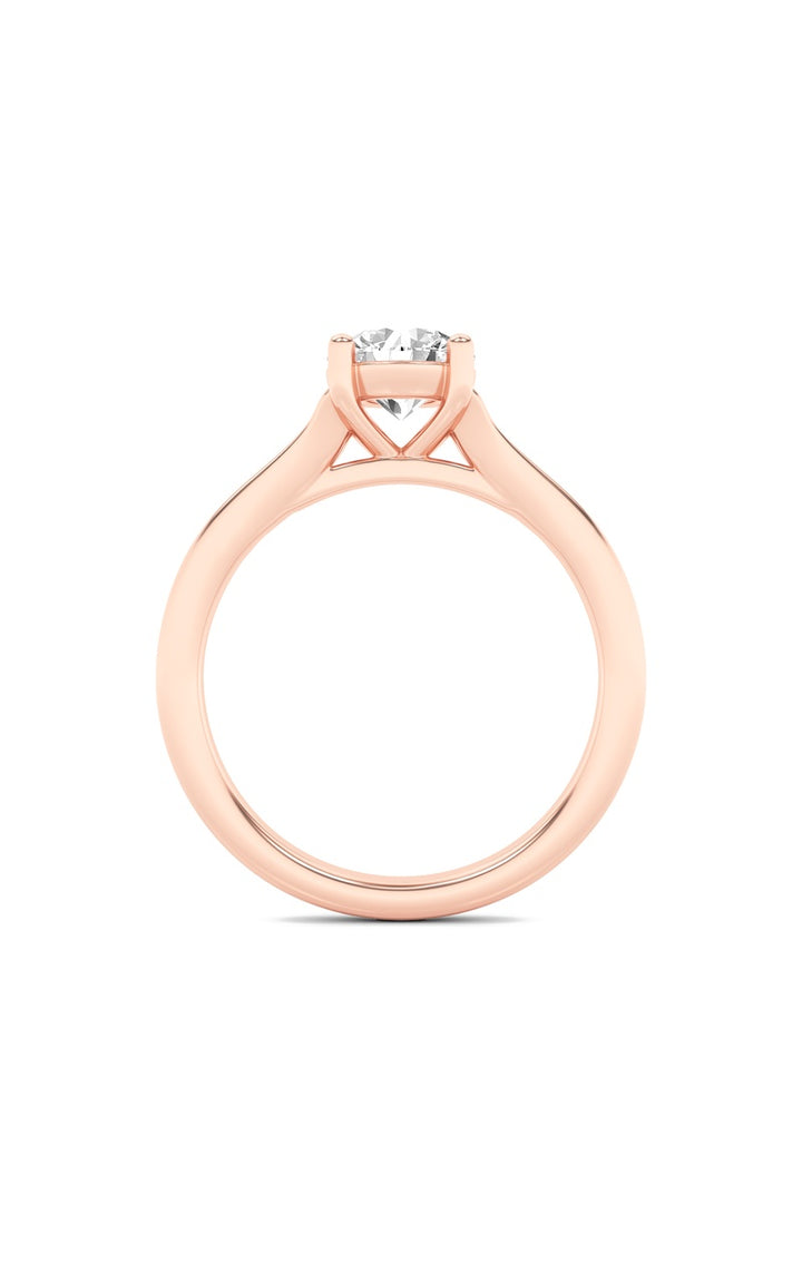 1Cttw Round Shaped Lab Grown Diamond (F/VS) SplitShank Solitaire Engagement Ring in 14K Gold