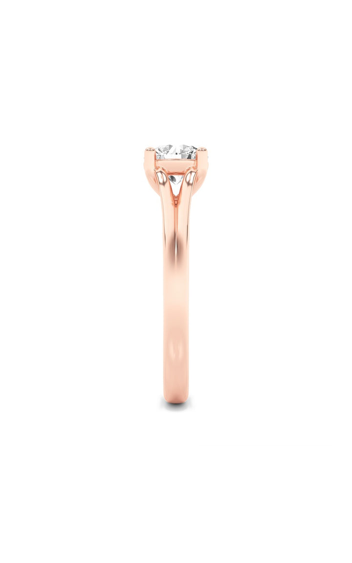 1Cttw Round Shaped Lab Grown Diamond (F/VS) SplitShank Solitaire Engagement Ring in 14K Gold