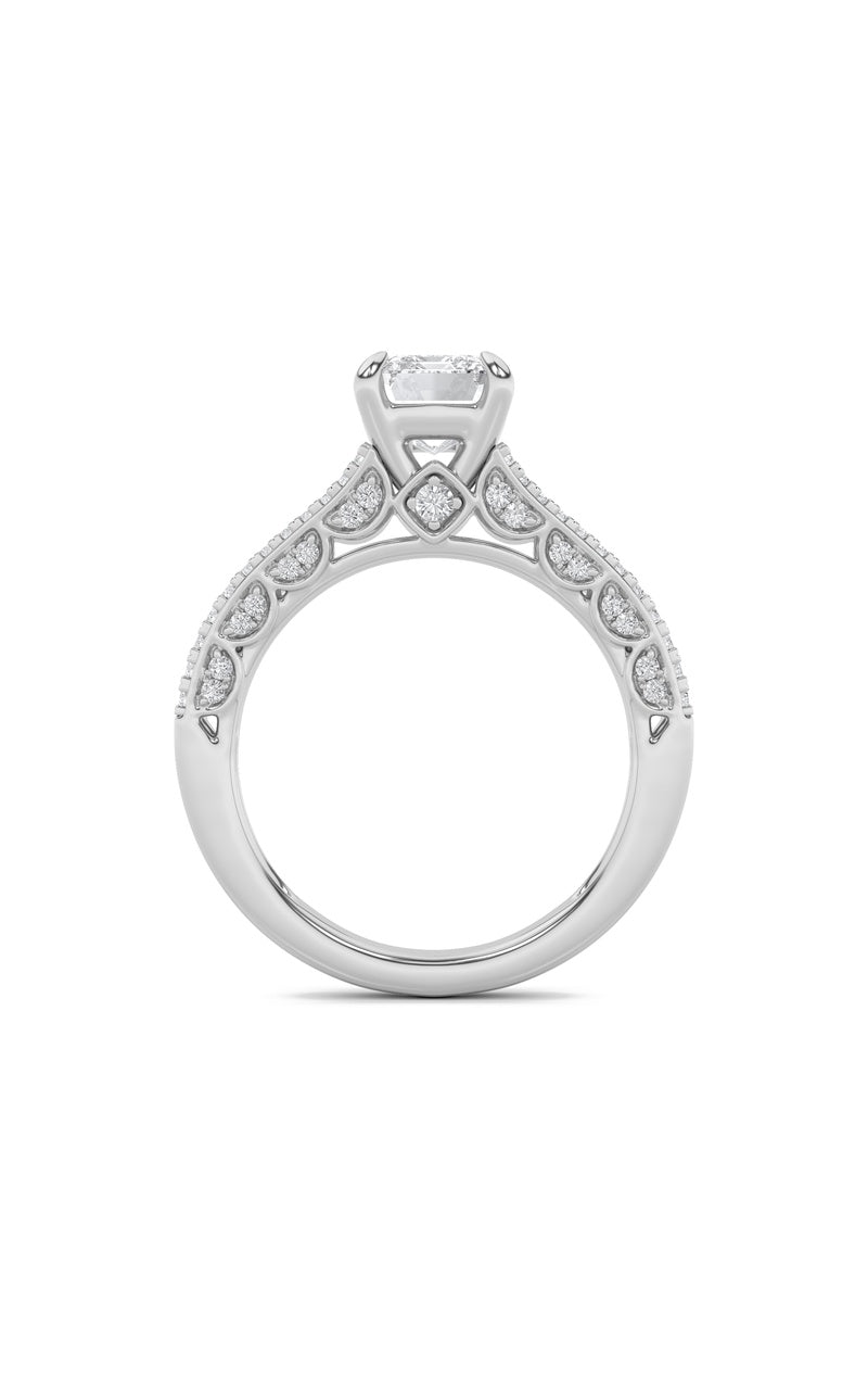 2Cttw Emerald Shaped Lab Grown Diamond (G/VS) Split Shank Accented Engagement Ring in 14K Gold