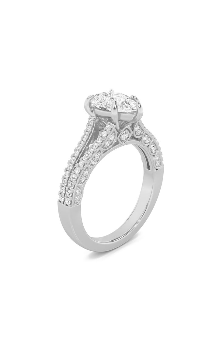 2Cttw Pear Shaped Lab Grown Diamond (F/VS) Split Shank Accented Engagement Ring in 14K Gold