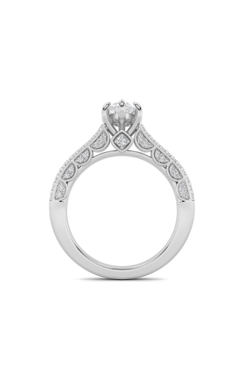 2Cttw Pear Shaped Lab Grown Diamond (F/VS) Split Shank Accented Engagement Ring in 14K Gold