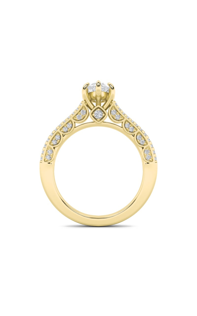 2Cttw Pear Shaped Lab Grown Diamond (F/VS) Split Shank Accented Engagement Ring in 14K Gold