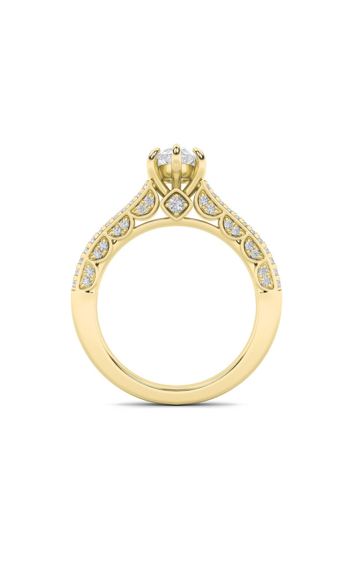 2Cttw Pear Shaped Lab Grown Diamond (F/VS) Split Shank Accented Engagement Ring in 14K Gold