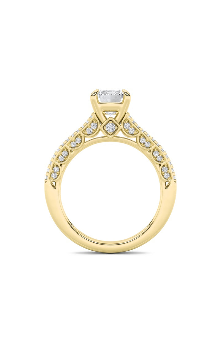 2Cttw Radiant Shaped Lab Grown Diamond (F/VS) Split Shank Accented Engagement Ring in 14K Gold