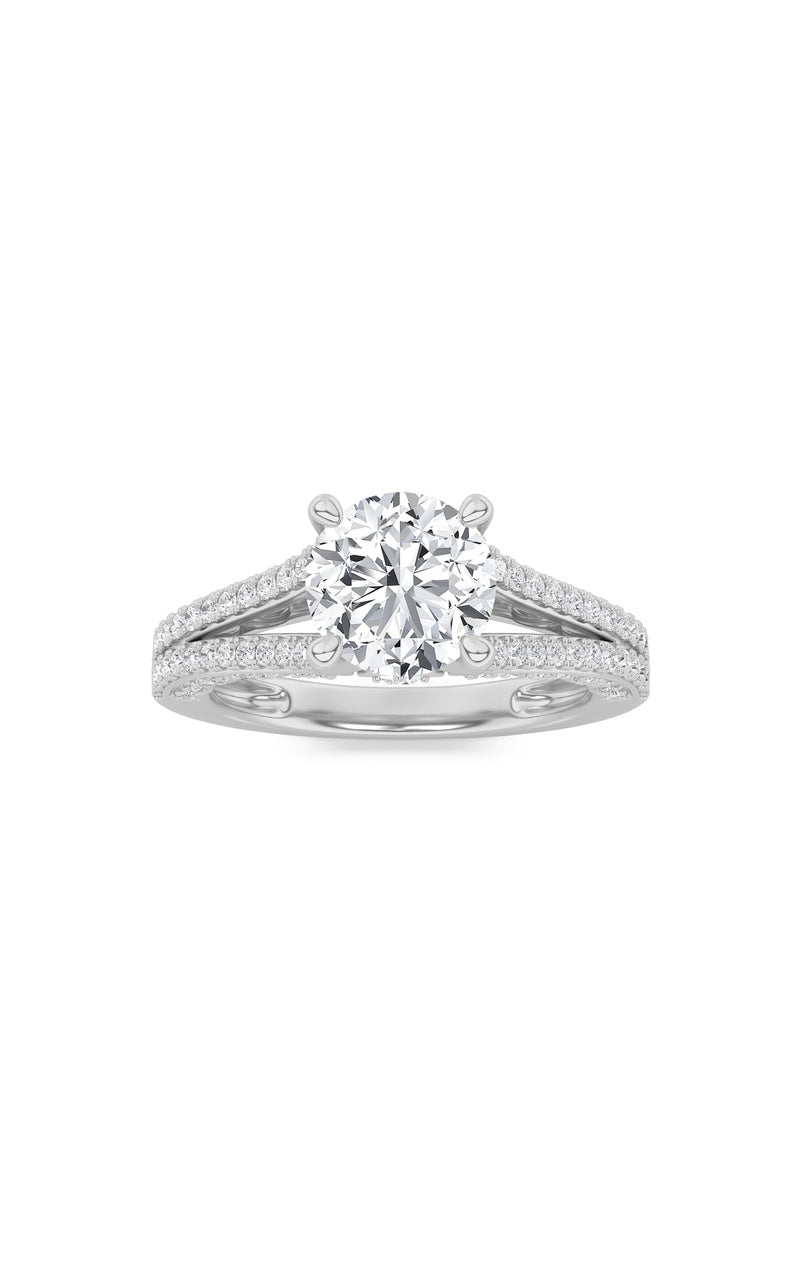 2Cttw Round Shaped Lab Grown Diamond (F/VS) Split Shank Accented Engagement Ring in 14K Gold