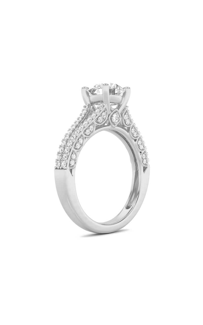 2Cttw Round Shaped Lab Grown Diamond (F/VS) SplitShank Accented Engagement Ring in 14K Gold