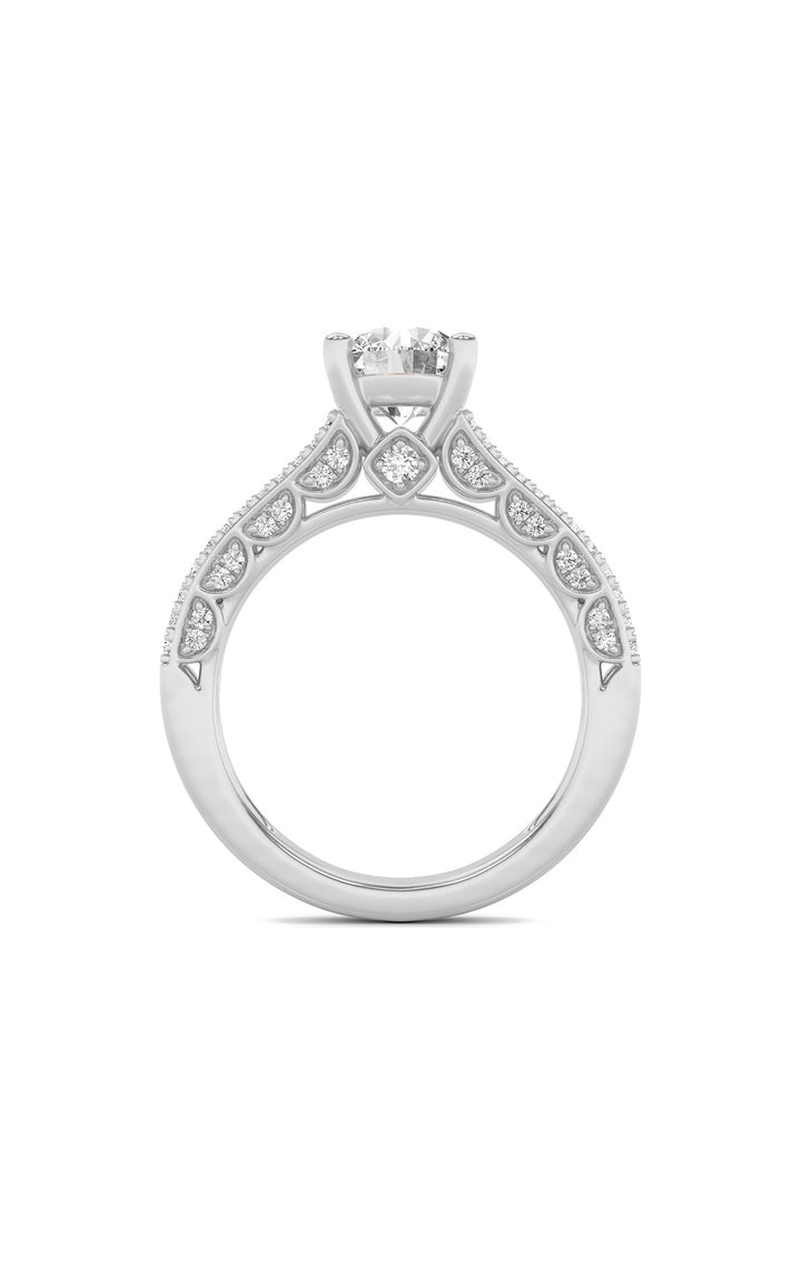 2Cttw Round Shaped Lab Grown Diamond (F/VS) Split Shank Accented Engagement Ring in 14K Gold