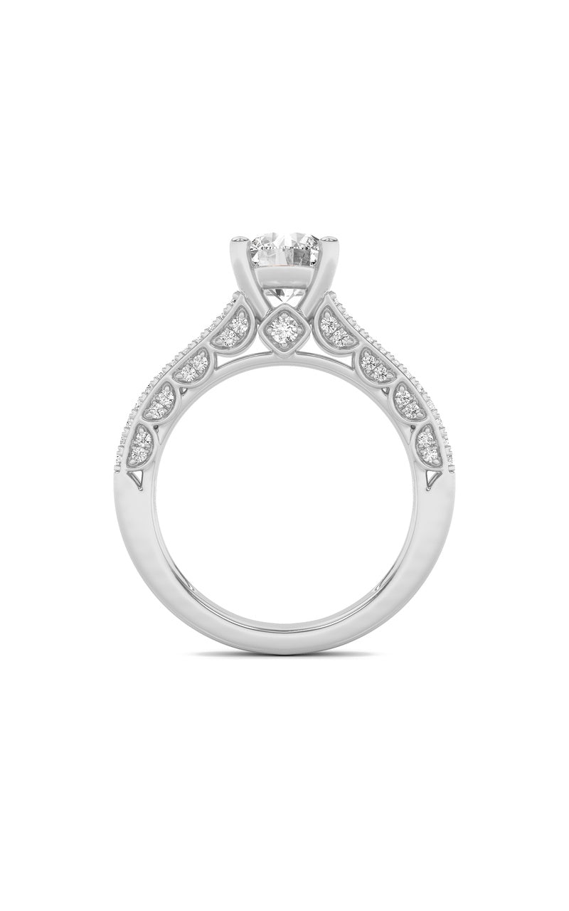 2Cttw Round Shaped Lab Grown Diamond (F/VS) SplitShank Accented Engagement Ring in 14K Gold