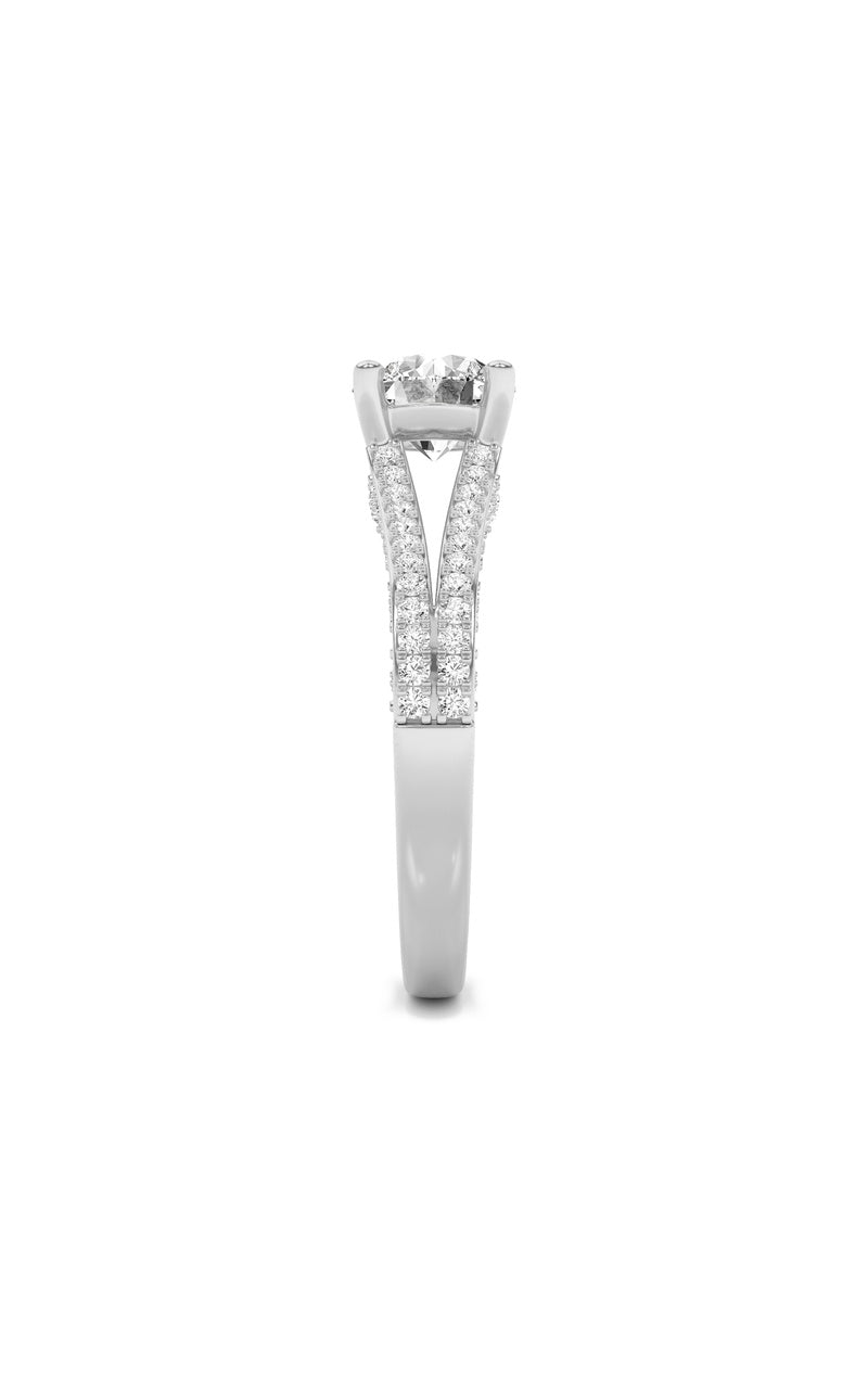 2Cttw Round Shaped Lab Grown Diamond (F/VS) Split Shank Accented Engagement Ring in 14K Gold