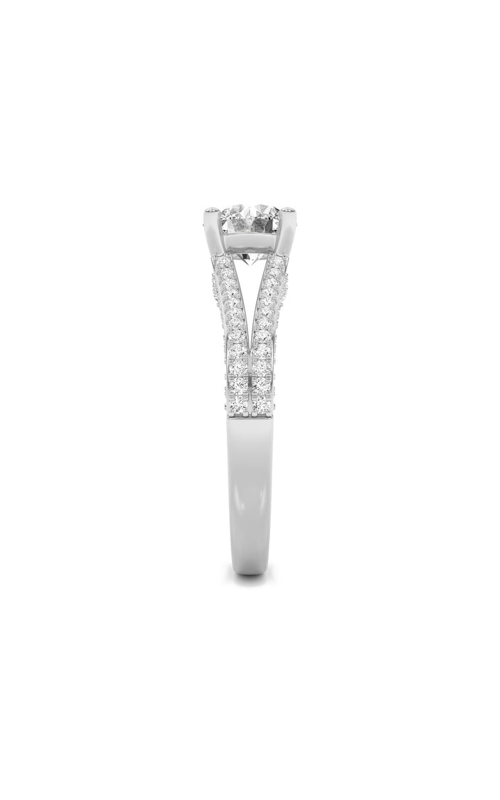 2Cttw Round Shaped Lab Grown Diamond (F/VS) Split Shank Accented Engagement Ring in 14K Gold