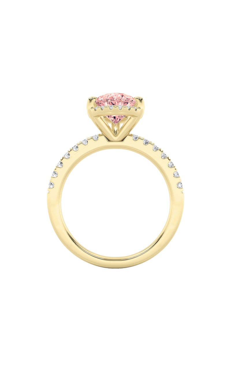 2Cttw Pear Shaped Lab Grown Diamond (F/VS) Halo Accented Engagement Ring in 14K Gold