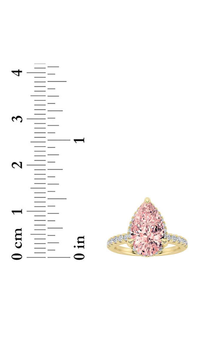 2Cttw Pear Shaped Lab Grown Diamond (F/VS) Halo Accented Engagement Ring in 14K Gold