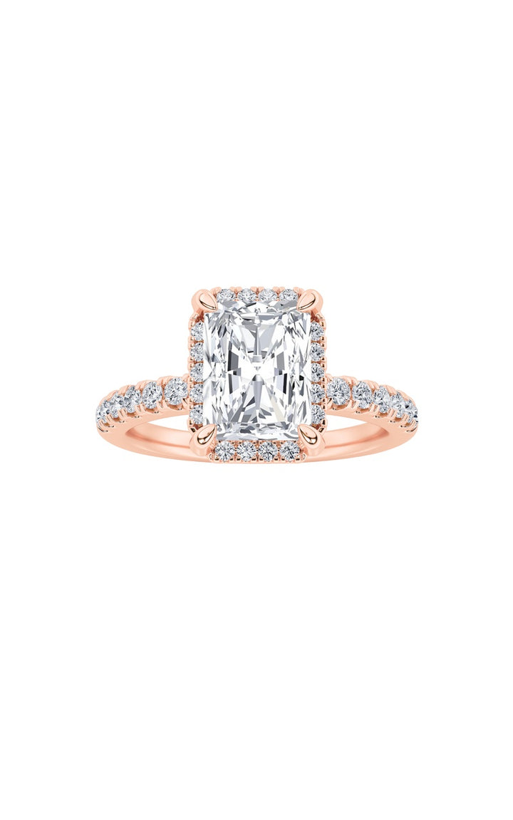 2Cttw Radiant Shaped Lab Grown Diamond (F/VS) Halo Accented Engagement Ring in 14K Gold