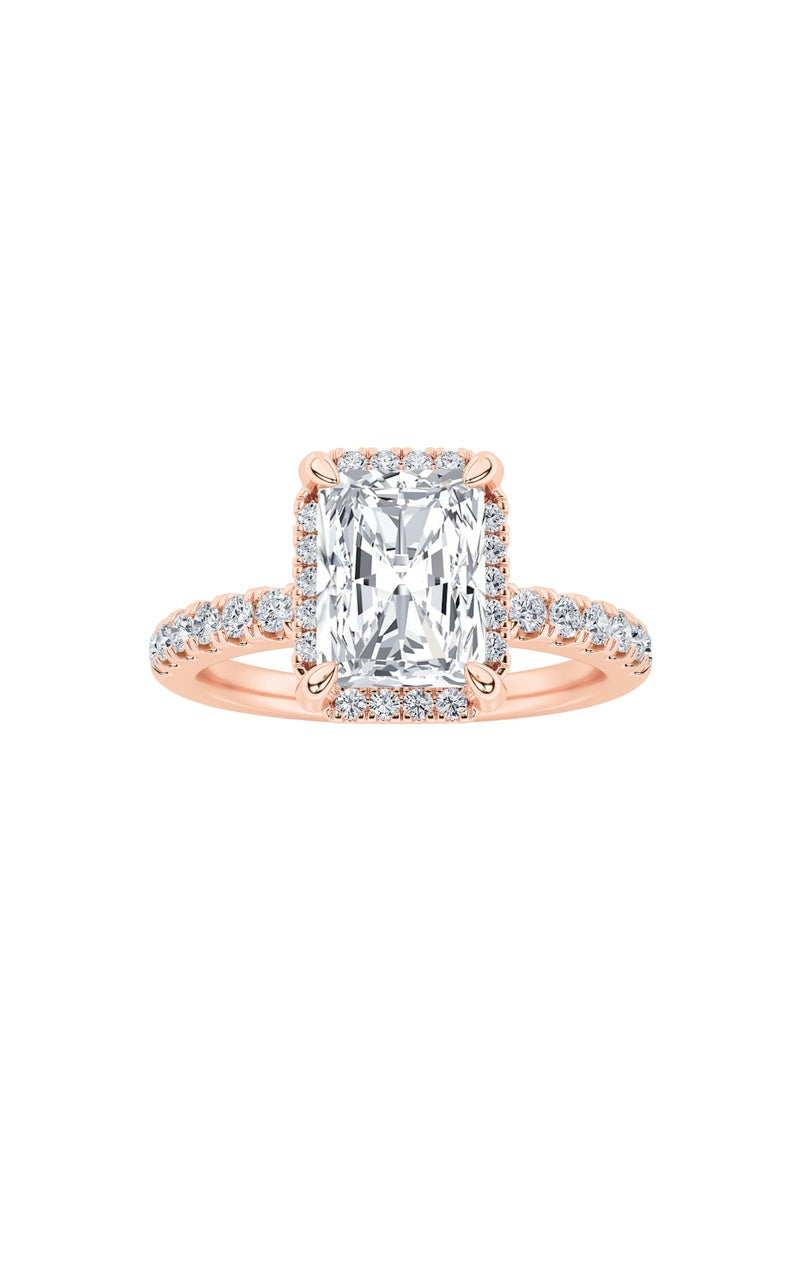 2Cttw Radiant Shaped Lab Grown Diamond (F/VS) Halo Accented Engagement Ring in 14K Gold