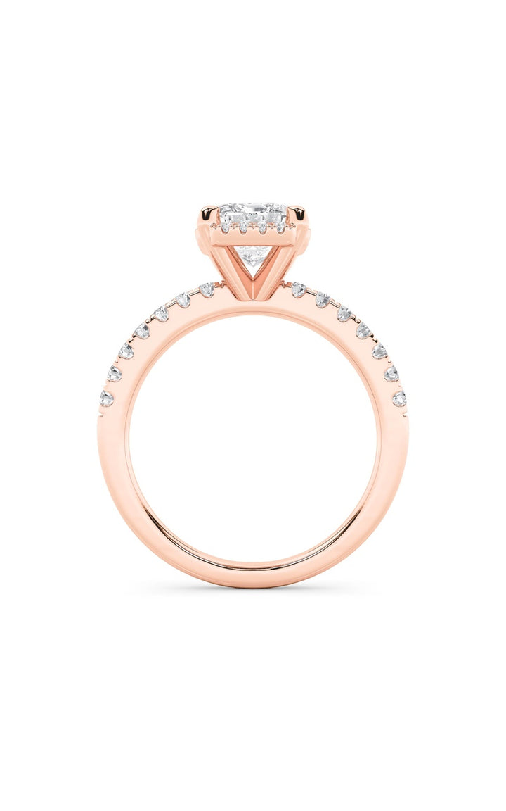 2Cttw Radiant Shaped Lab Grown Diamond (F/VS) Halo Accented Engagement Ring in 14K Gold
