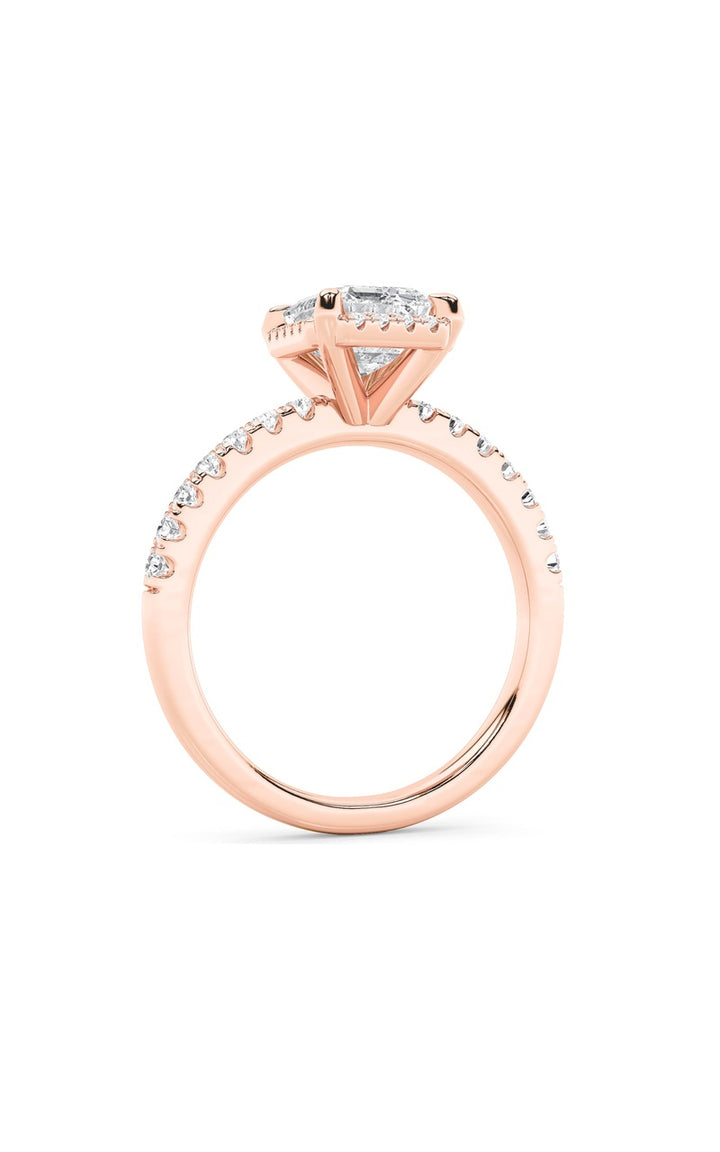 2Cttw Radiant Shaped Lab Grown Diamond (F/VS) Halo Accented Engagement Ring in 14K Gold