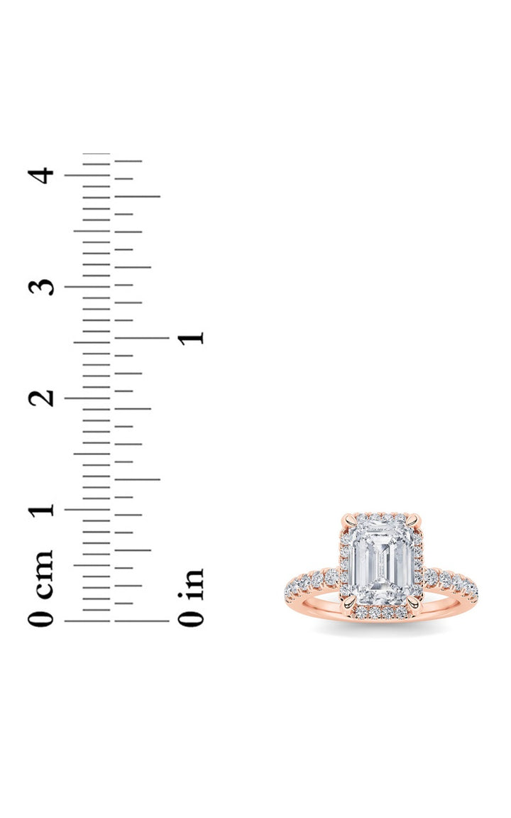 2Cttw Radiant Shaped Lab Grown Diamond (F/VS) Halo Accented Engagement Ring in 14K Gold
