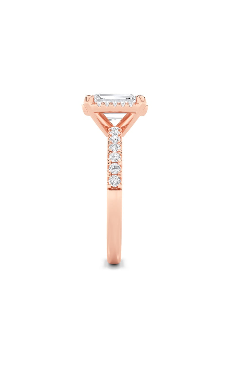 2Cttw Radiant Shaped Lab Grown Diamond (F/VS) Halo Accented Engagement Ring in 14K Gold