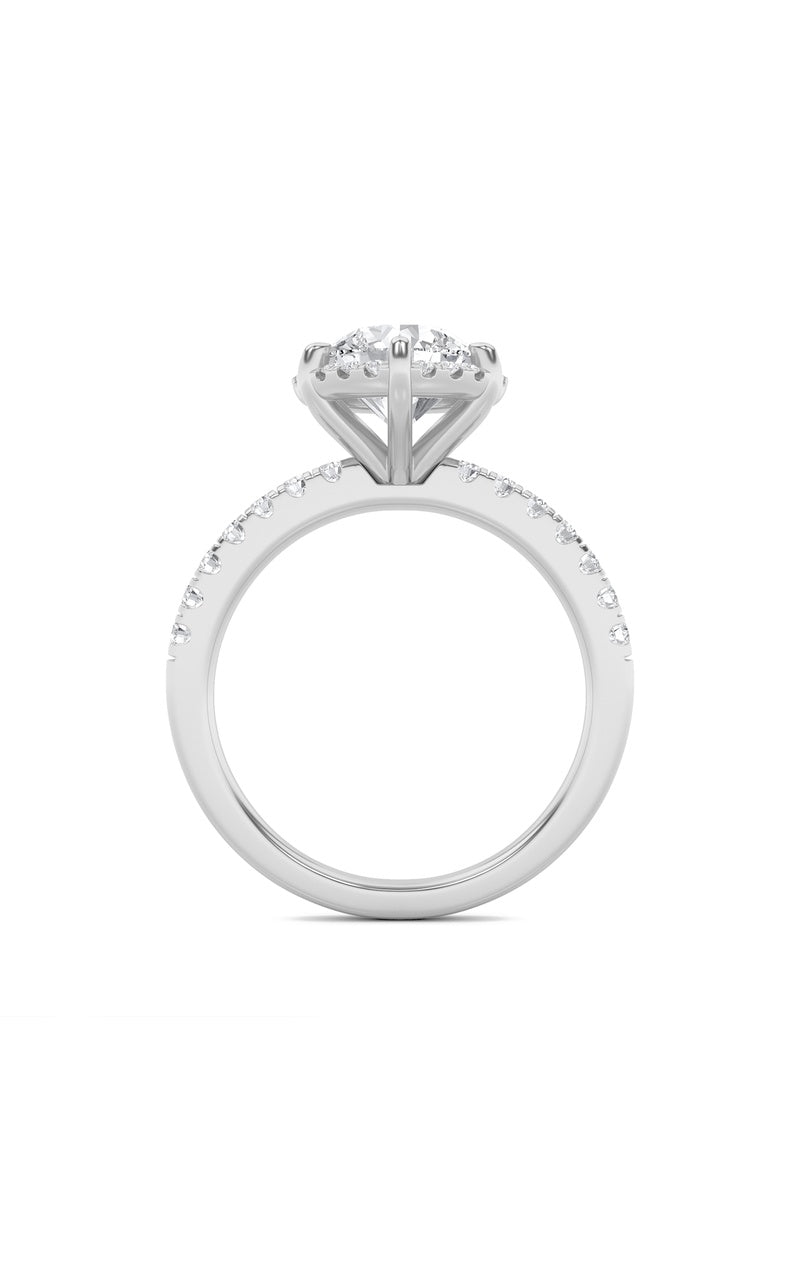 2Cttw Round Shaped Lab Grown Diamond (F/VS) Halo Accented Engagement Ring in 14K Gold