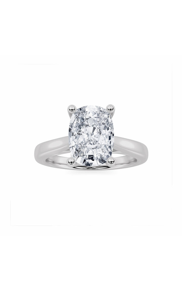 2CTW Elongated Cushion Shaped Lab Grown Diamond (G/VS) Two Tone Cathedral Shank Engagement Ring in 14K Gold