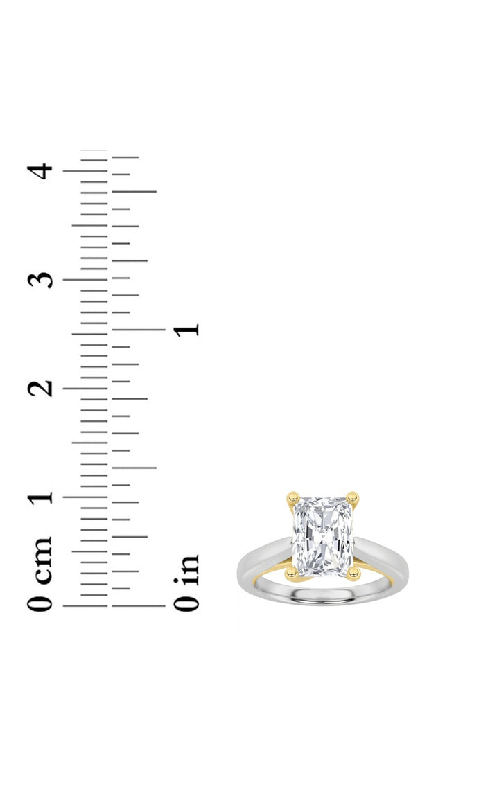 1Cttw Radiant Shaped Lab Grown Diamond (F/VS) TwoTone Cathedral Shank Engagement Ring in 14K Gold