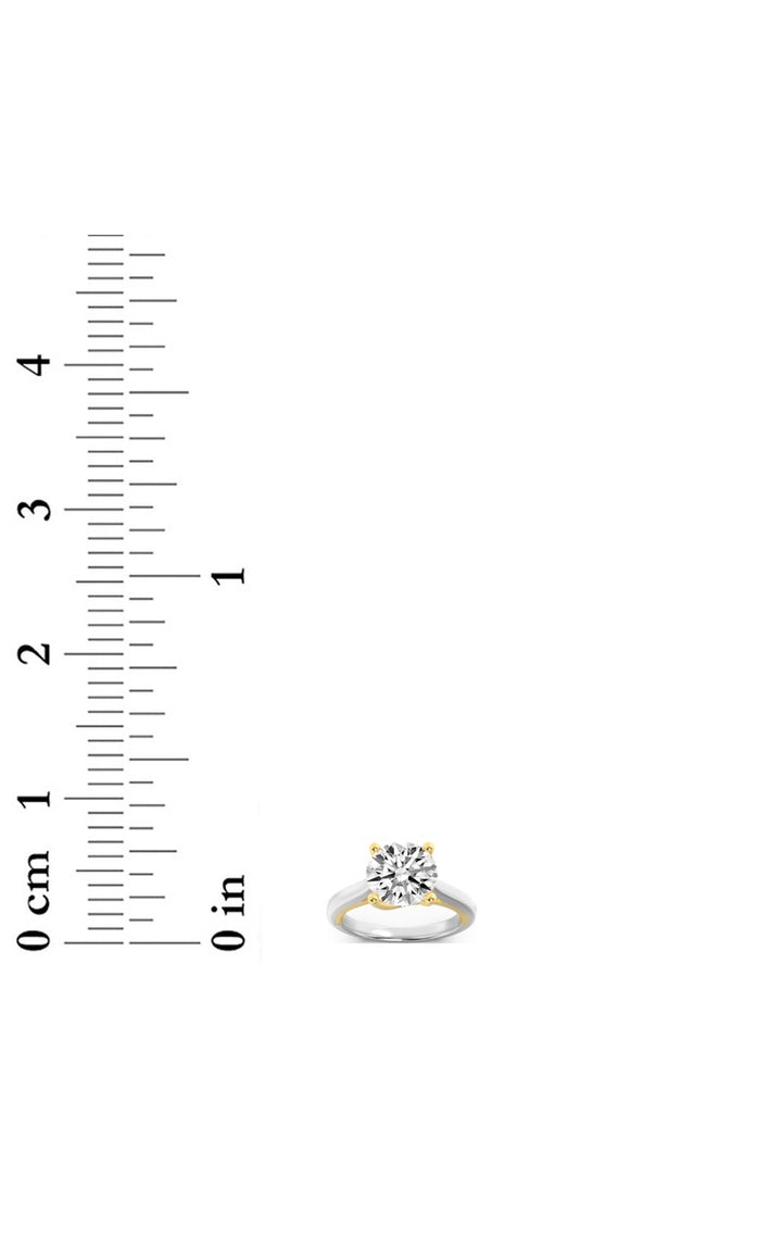 1.5Cttw Round Shaped Lab Grown Diamond (F/VS) TwoTone Cathedral Shank Engagement Ring in 14K Gold