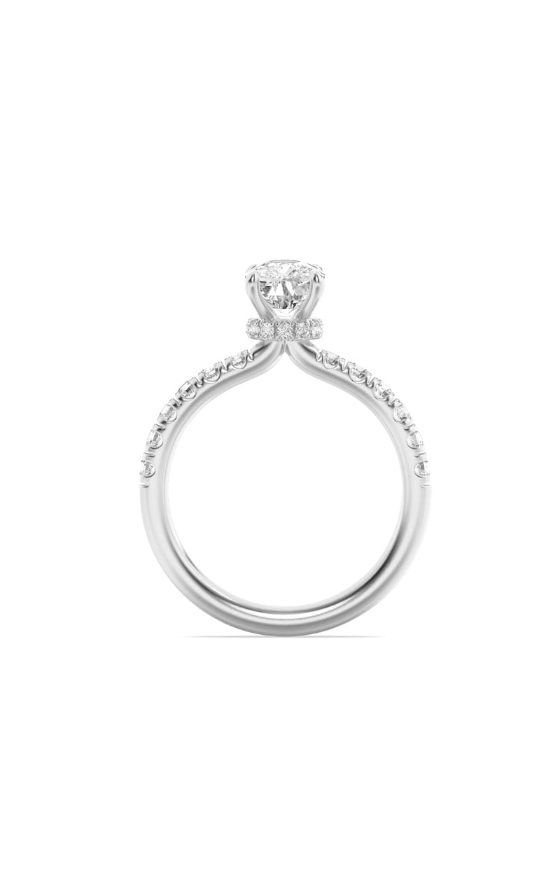 2Cttw Elongated Cushion Shaped Lab Grown Diamond (F/VS) Hidden Halo Accented Ring in 14K Gold