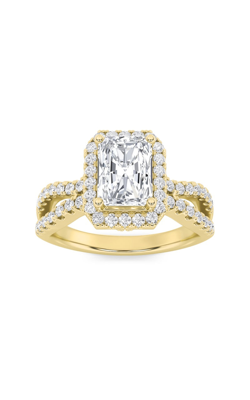 2Cttw Radiant Shaped Lab Grown Diamond (F/VS)  Ring in 14K Gold