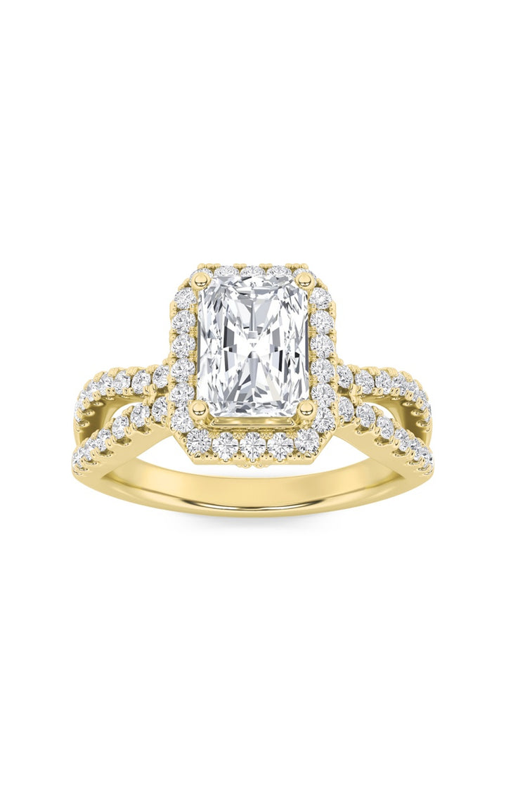 2Cttw Radiant Shaped Lab Grown Diamond (F/VS)  Ring in 14K Gold