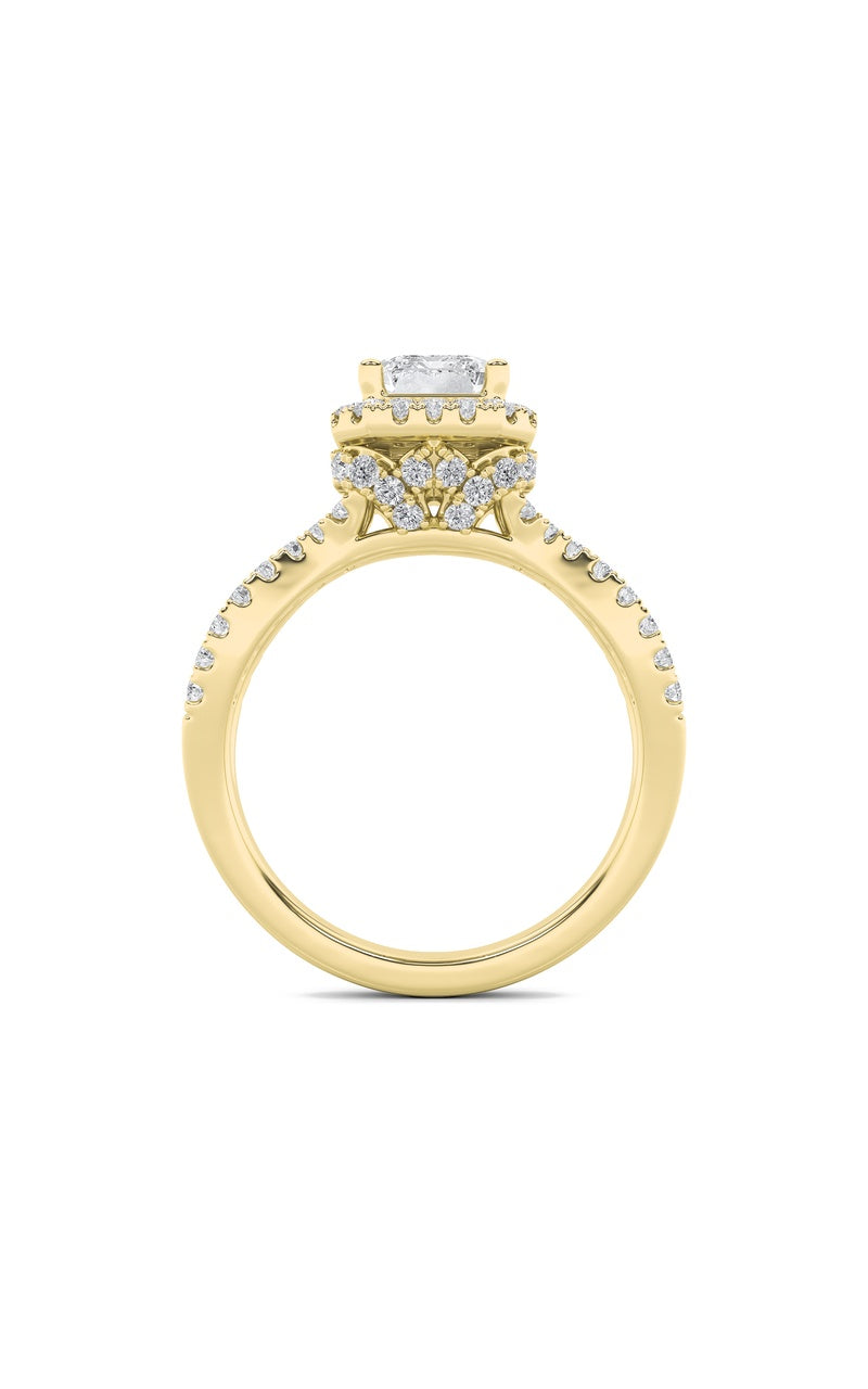 2CTW Radiant Shaped Lab Grown Diamond (F/VS)  Ring in 14K Gold